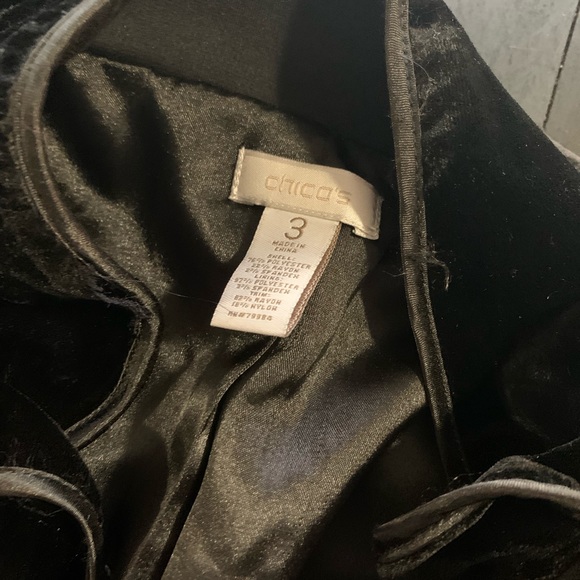 Chico’s 3 XL velvet trimmed black blazer one button polyester lining - Picture 4 of 4